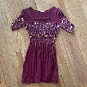 Bohemian Burgundy Patterned Dress